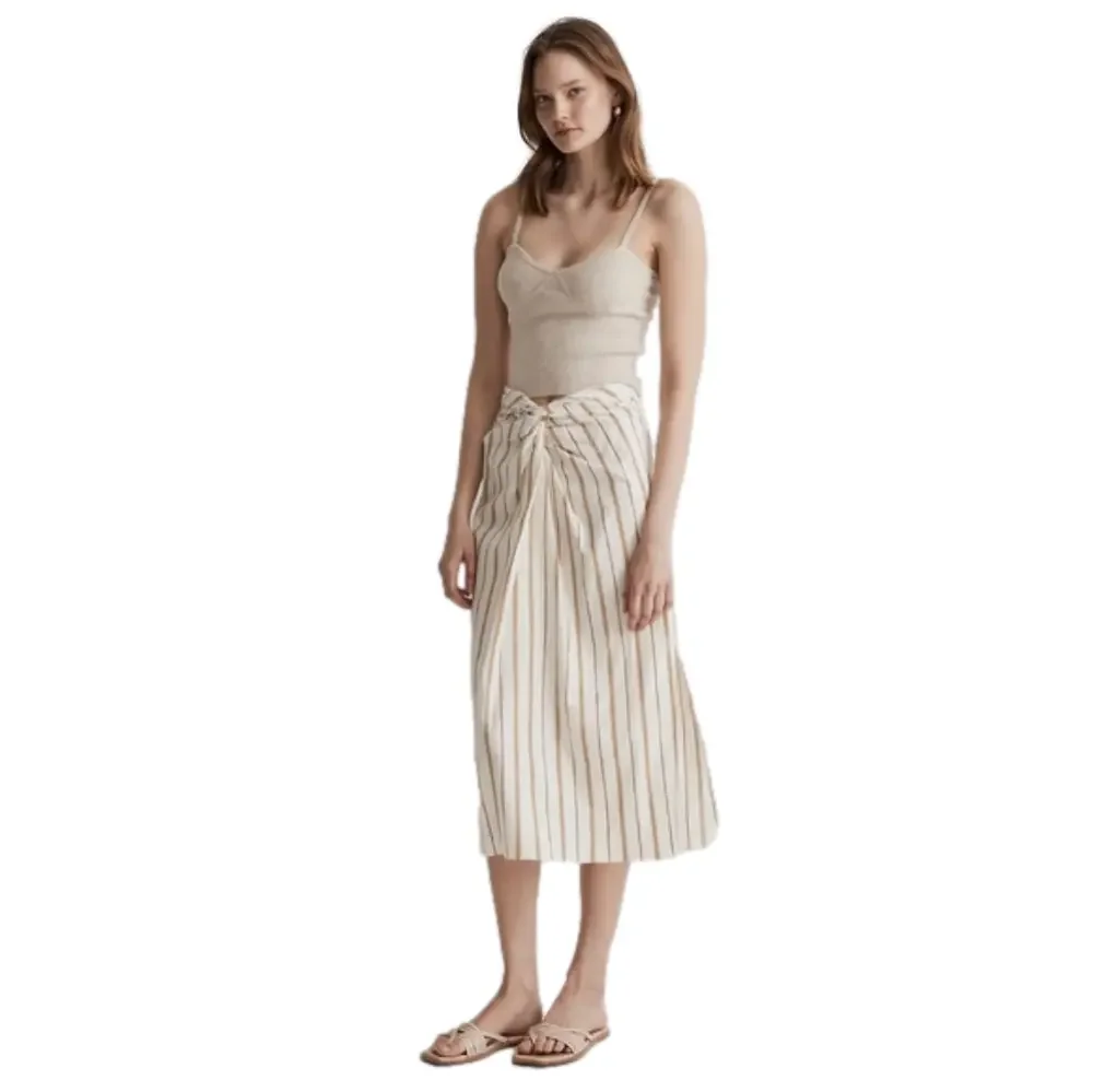 Madewell striped midi sarong skirt - size 10 - desert dune - NWT - Picture 1 of 5